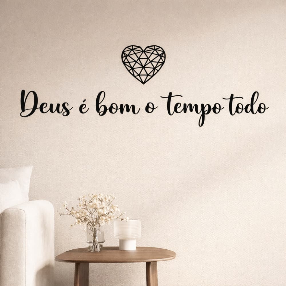 Aplique Frase Deus É Bom O Tempo Todo decorativo parede mdf