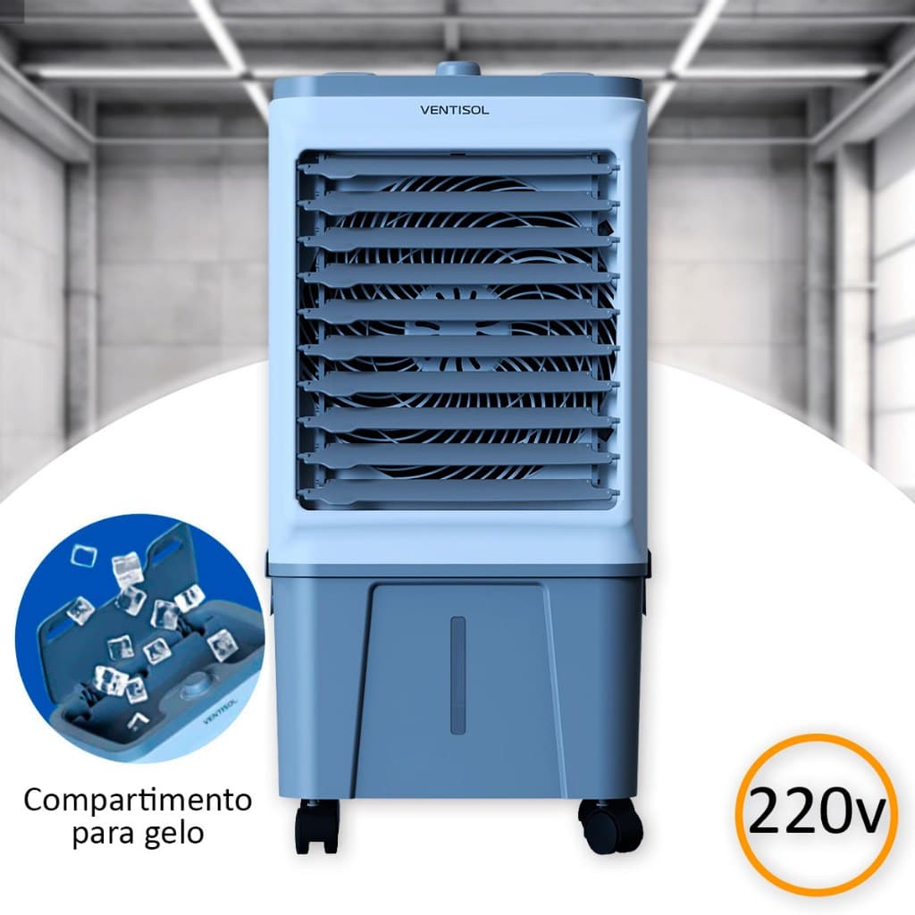 Climatizador de Ar Evaporadora Umidificador Portátil 130w 220v 16 Litros Ventisol
