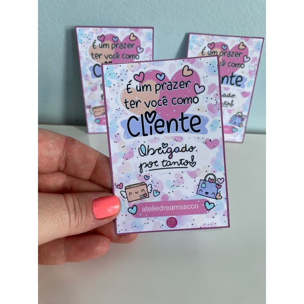 Cartões 9x6cm agradecimento personalizado