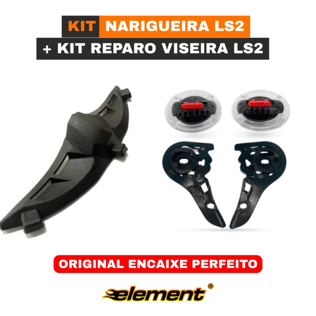 Kit Narigueira Baixa Com Respiro + Kit Completo Trava Viseira C/ Parafusos