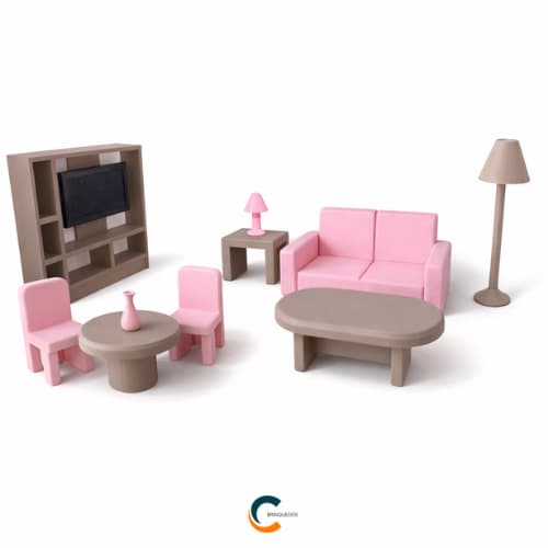 Kit Completo Móveis Para Casa de Boneca Rosa