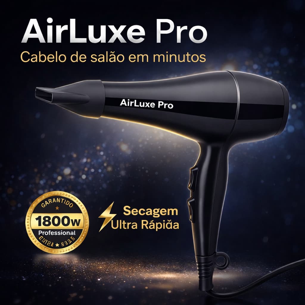 AirLuxe Pro 1800 Secador de Cabelo Profissional 1800W Potente Secagem Rápida Leve Anti Frizz 127V