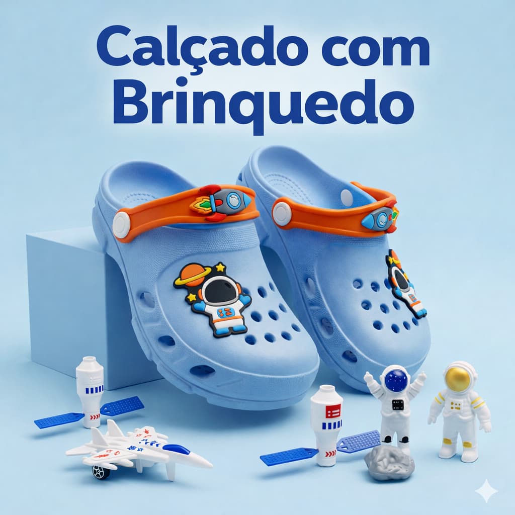 Sandália Infantil com Brinquedo Astronauta menino Super Leve Macio Confortável Antiderrapante