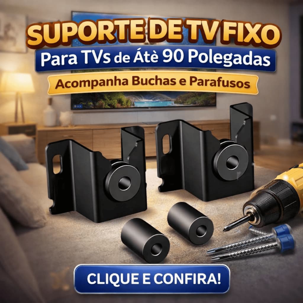 Suporte Fixo Universal Brasforma para TV 10” a 90” Até 100kg Aço Reforçado Fácil Instalação VESA