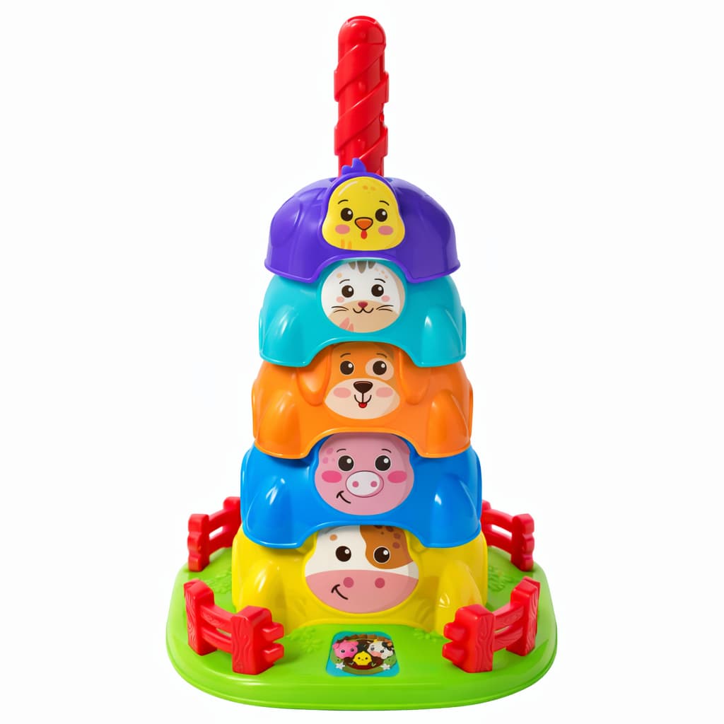 Brinquedos Para bebe Torre Giratória Fazendinha com Animais Brinquedo Educativo de Girar e Empilhar