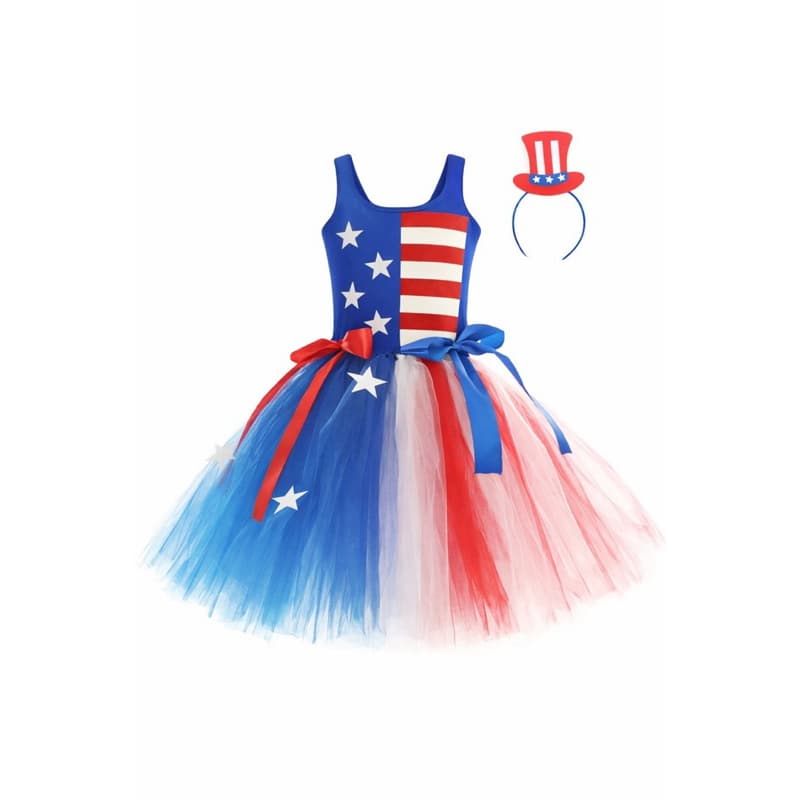 Fantasia Estados Unidos Novo dia independente americano  tutu saia bandeira americana traje EUA