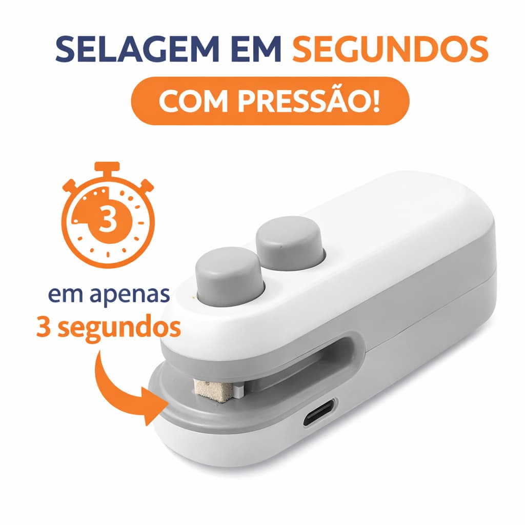 Mini Seladora Térmica de Sacos Embalagem Plásticos Portátil USB Recarregável Fecha Embalagem Cozinha