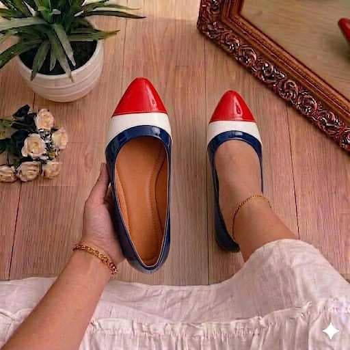 Sapatilha Feminina Confortável Bico Fino Sapatilha Multicolor vermelho  Elegante