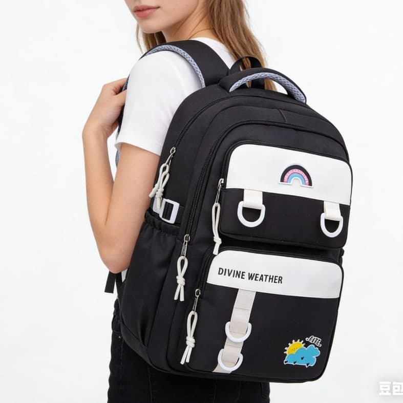 Mochila  unissex impermeável Feminina Escolar mochila casual de senhora com porta-chaves