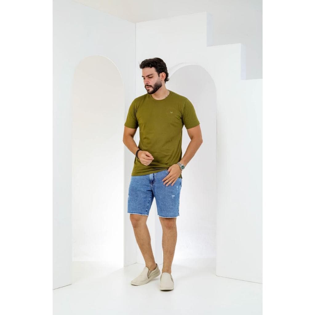 Bermuda Jeans Masculina Rasgada Destroyed Skinny Desfiada