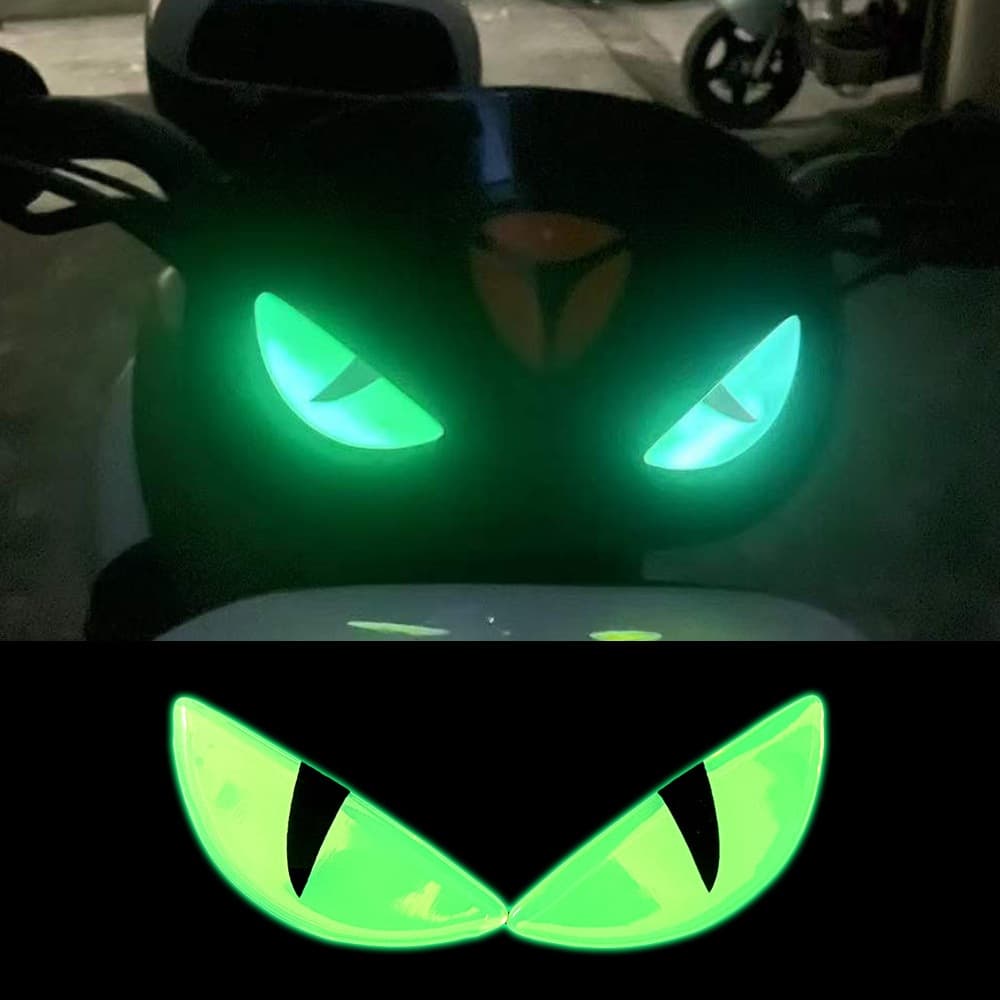 Kit 6 Adesivos Olho de Diabo 3D Fosfescente - Brilha no Escuro, para Moto/Capacete