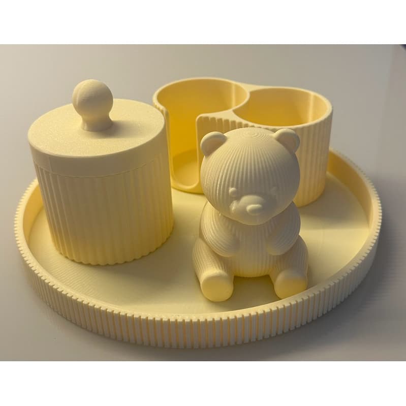 🌟 Kit Decorativo Infantil – Ursinho + Dois Porta Objetos + Bandeja | Delicado e Moderno