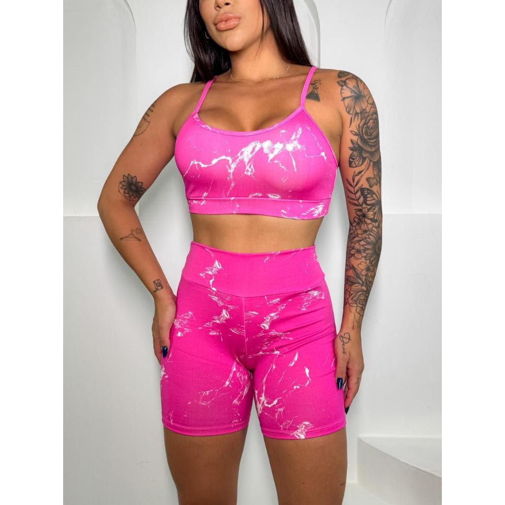 Conjunto de Academia caminhada Short e Top de Ginástica Look Fitness