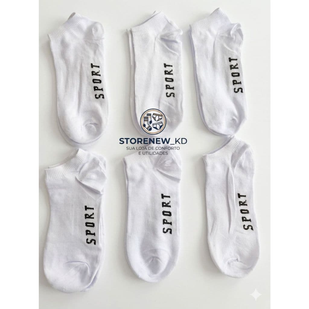 Kit Econômico 3 6 12 24 Pares Meia Soquete Branca Algodão Confortável, Masculina Feminina Unissex direto da fabrica