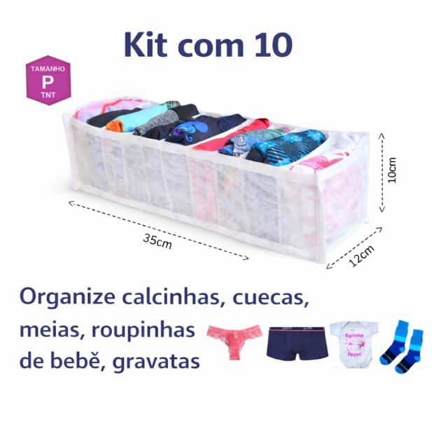 Kit 10 Colmeia Organizadora de gavetas (TNT) 10X11X37 (P) Organizalux