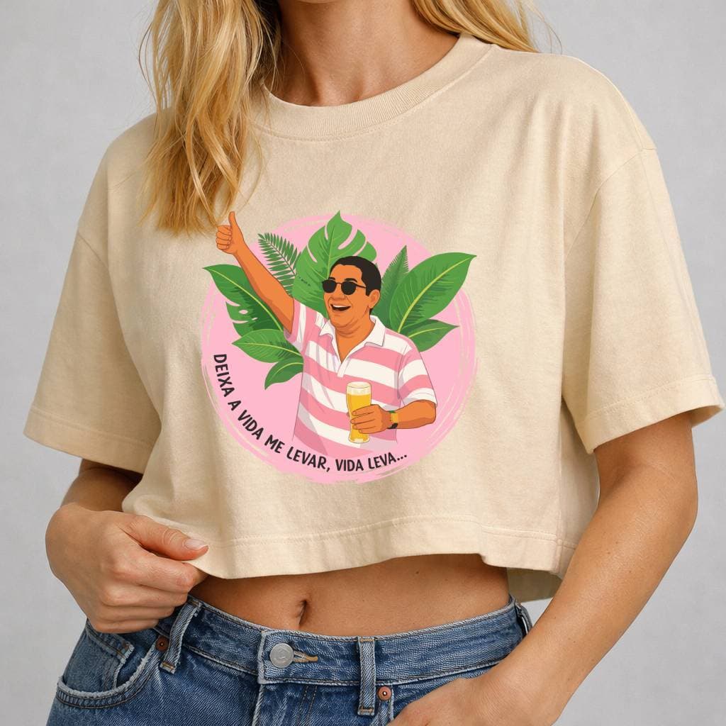 Cropped Oversized Feminino Estampa Pagode Frase Divertida Casual