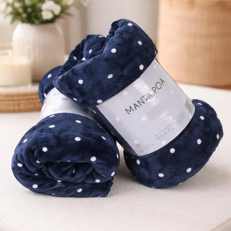 Manta Queen Poá Gigante Cobertor Soft Flannel Premium 2,40 x 2,50 Toque Macio Fofinho