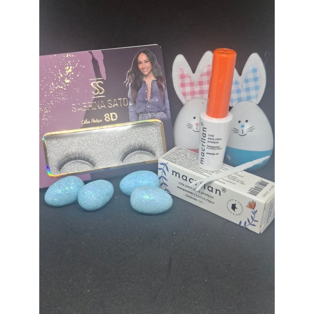 Kit Cilios Postiço 8D Sabrina Sato + Cola para Cílios Postiços Macrilan Prova da Água