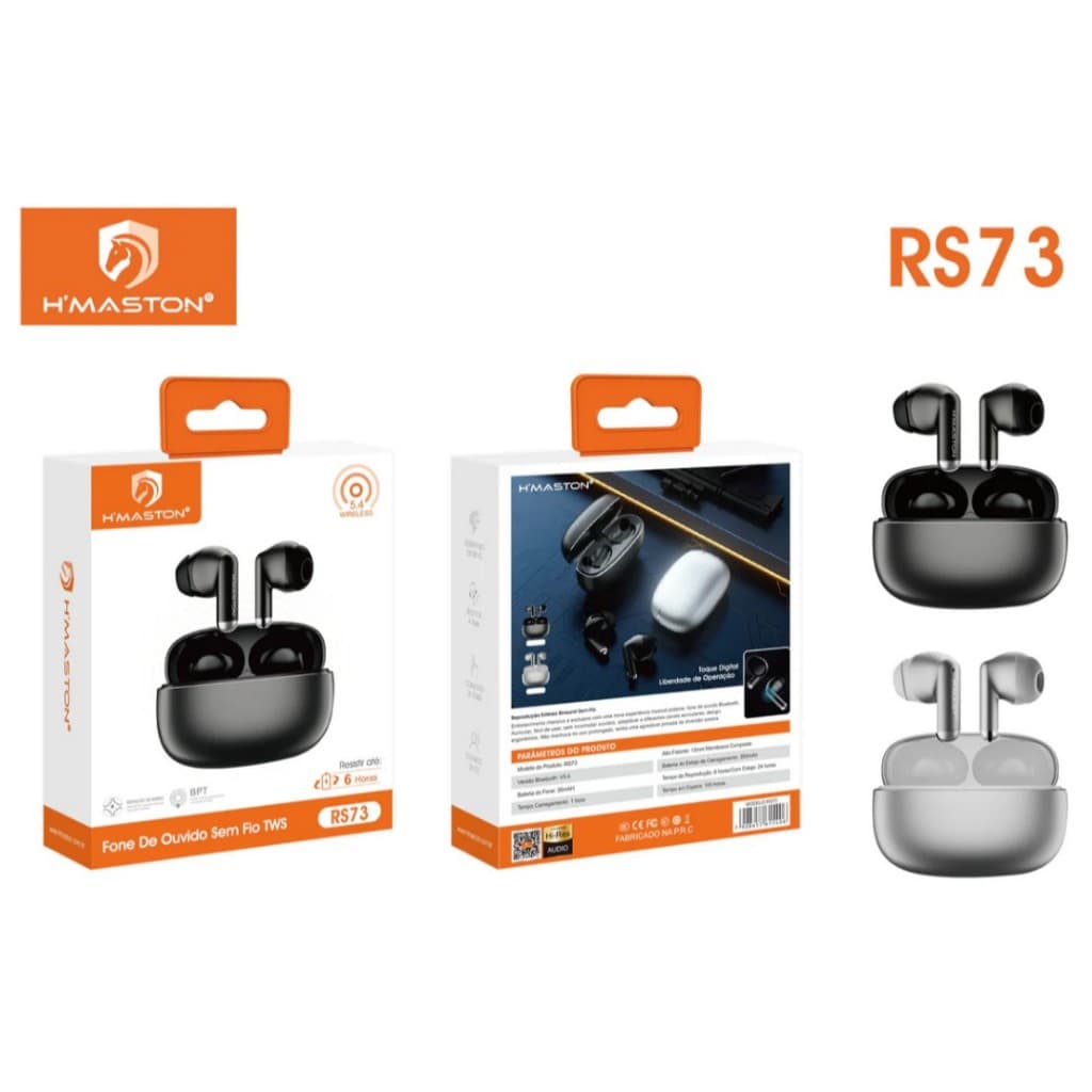 H'Maston RS73 Fone Sem Fio TWS - Som Estéreo