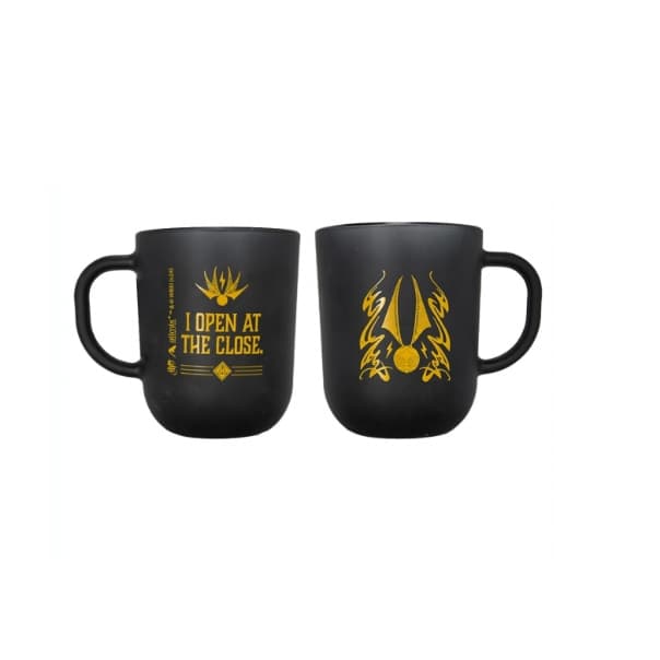 Caneca De Vidro Mundo Harry Potter Preto Pomo De Ouro na Caixa