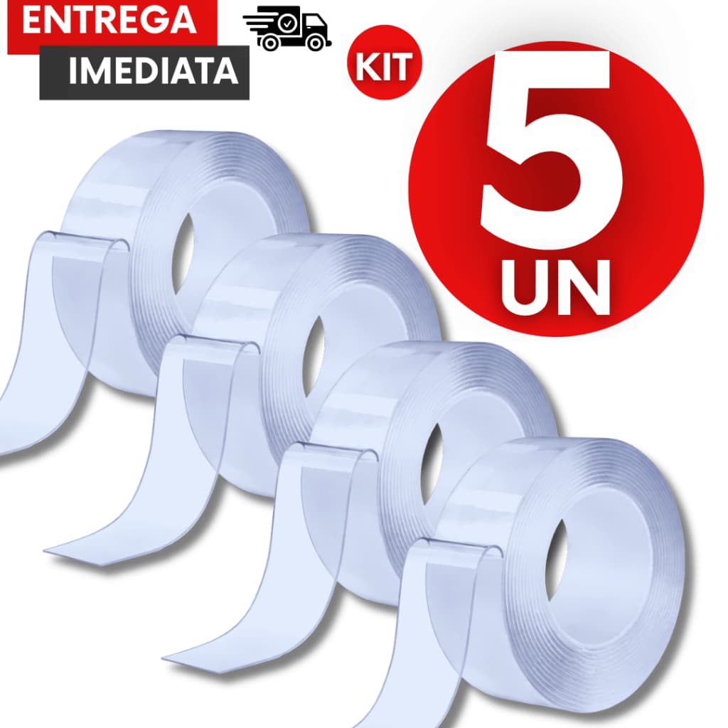 Conjunto Fitas Dupla Face Transparente 4.5Mt X 1.8 Forte Varias Aplicações Praticidade Multiuso