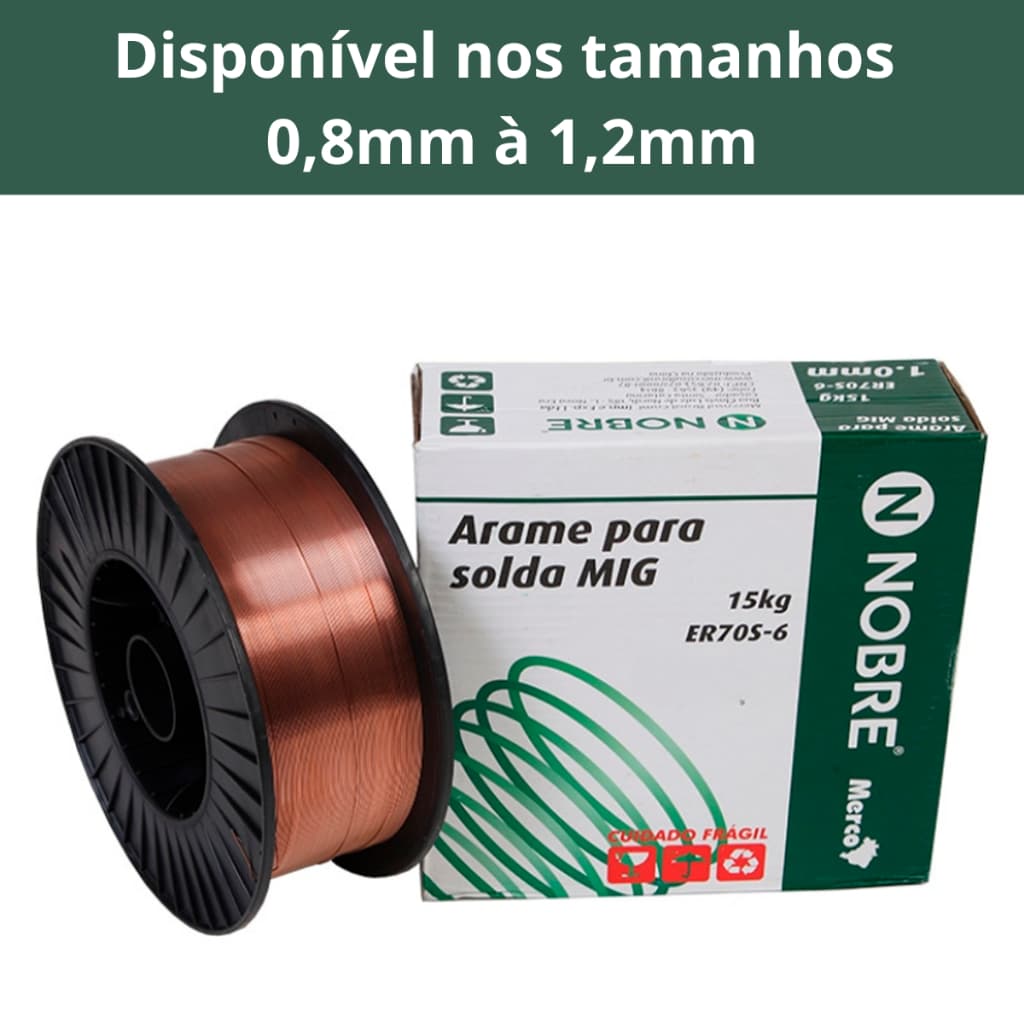 Rolo Arame Para Solda Mig 15kg 0.8mm à 1.2mm Er70s-6 Cobreado Aço Carbono Merco Nobre