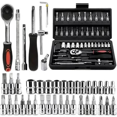 Kit  12/16/22/28pcs De Ferramentas Jogo De Soquetes Chave Catraca Reversível Com Maleta Jogo De Ferramentas Completo