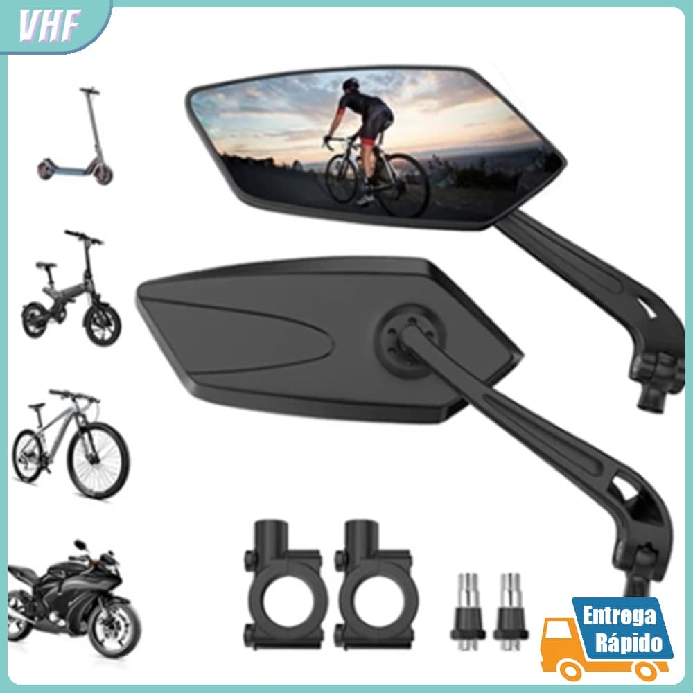 Espelho Retrovisor Plano 360° Ajustável para Mountain Bike e Bicicleta Elétrica Refletor