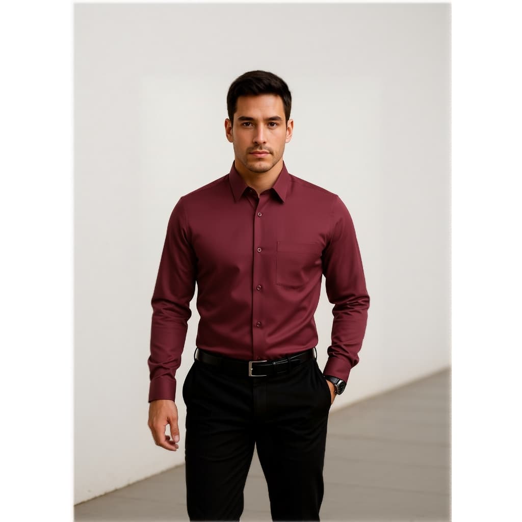 Camisa Masculina de Manga Longa com Bolso Tecido Levemente Elástico, Ideal para Trabalho e Lazer