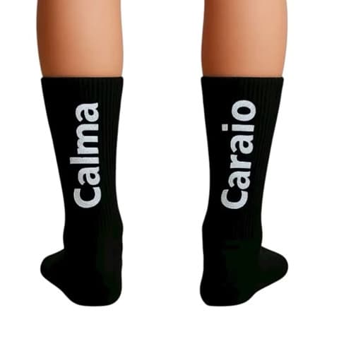 Meia (calma caraio) para Treino Academia Crossfit Algodão Cano Longo Unissex ENVIO RÁPIDO