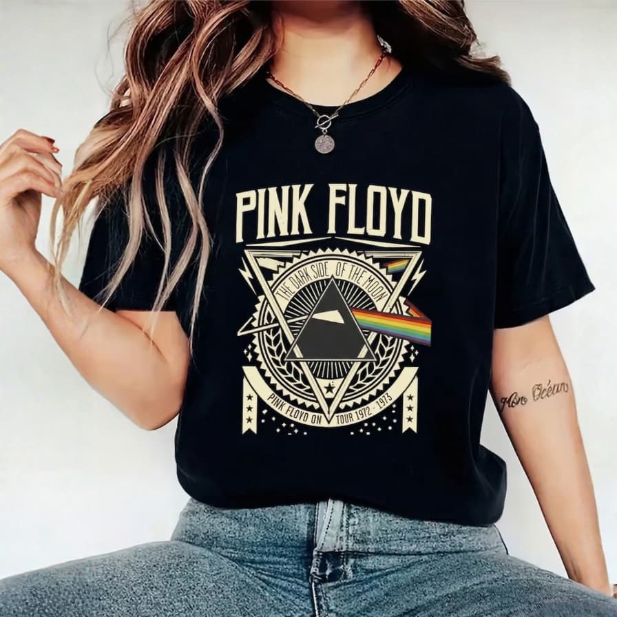 Camiseta T-Shirt Feminina e Masculina  Rock Pink Floyd Dark Side Of The Moon Estilo Vintage Premium