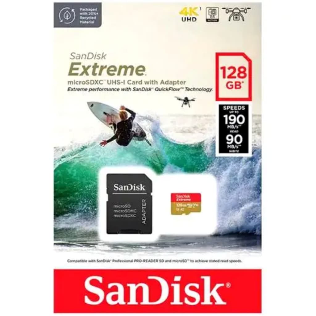Cartão de Memória Sandisk Extreme microSDXC 128gb 190mb