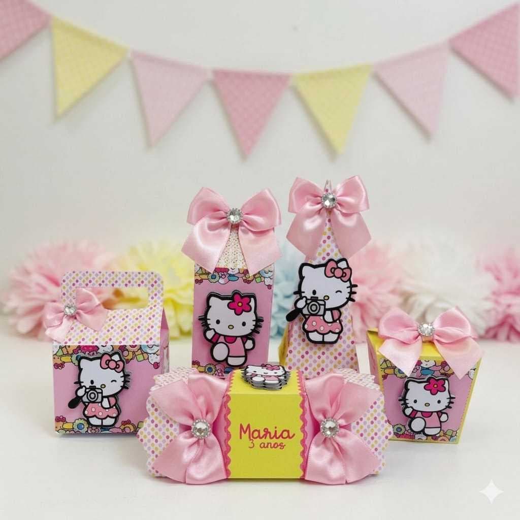 PEGUE E MONTE - KIT FESTA CAIXINHA PERSONALIZADAS LEMBRANCINHA HELLO KITTY