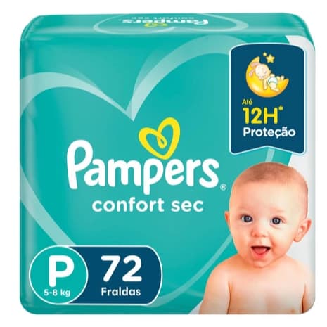 Fralda Pampers Confort Sec P 72 Unidades - Até 2X Mais Seco e Arejado