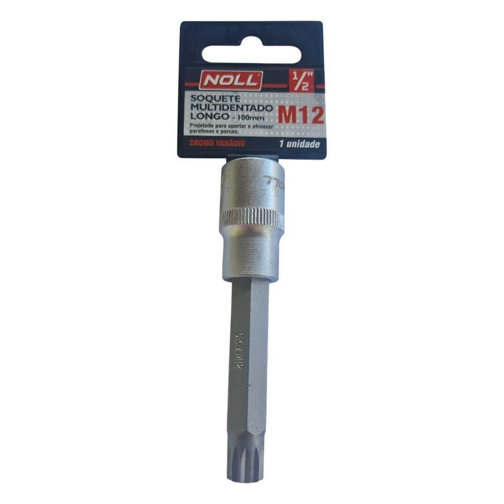Soquete MULTIDENTADO M12 longo enc. 1/2" Cromo Vanádio - NOLL