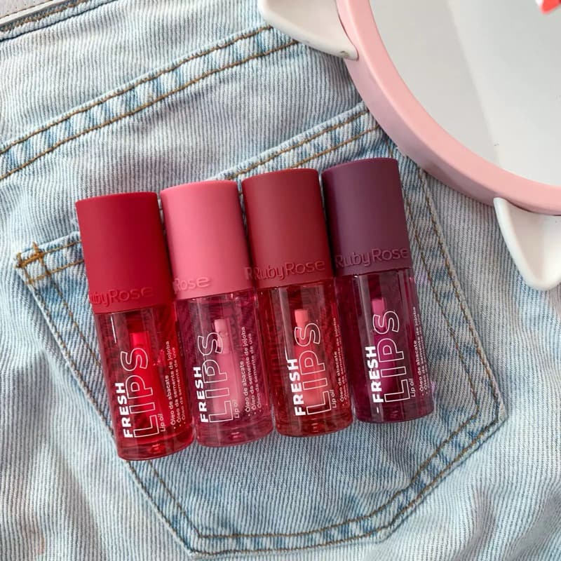 Lip Oil Fresh Lips Ruby Rose Hidratante Brilho Natural Óleo Labial Nutritivo