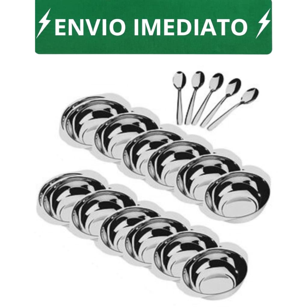 Conjunto Jogo de Sobremesa 36  Peças - 18 Potes 18 Colheres Inox