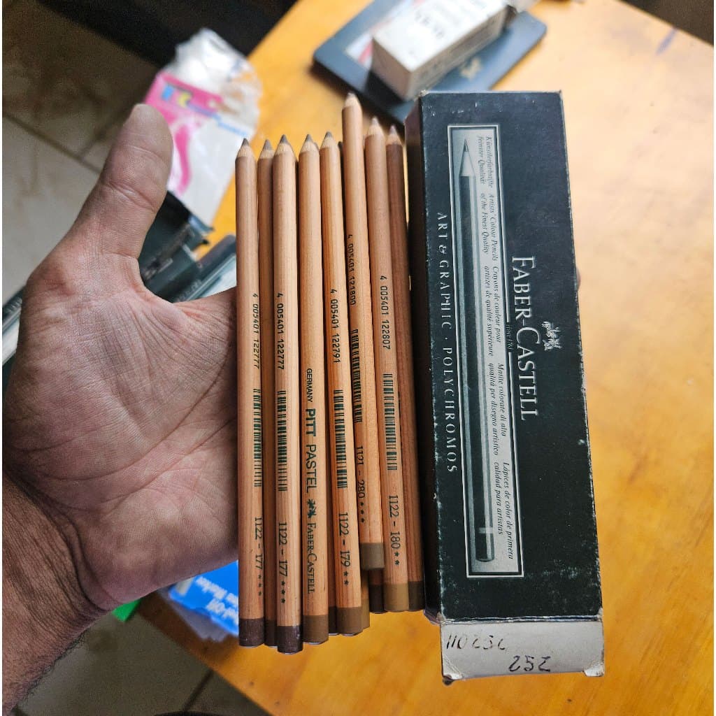 Lápis Pastel Seco Faber-Castell PITT - Tons Sépia e Terra (Novos/Vintage)