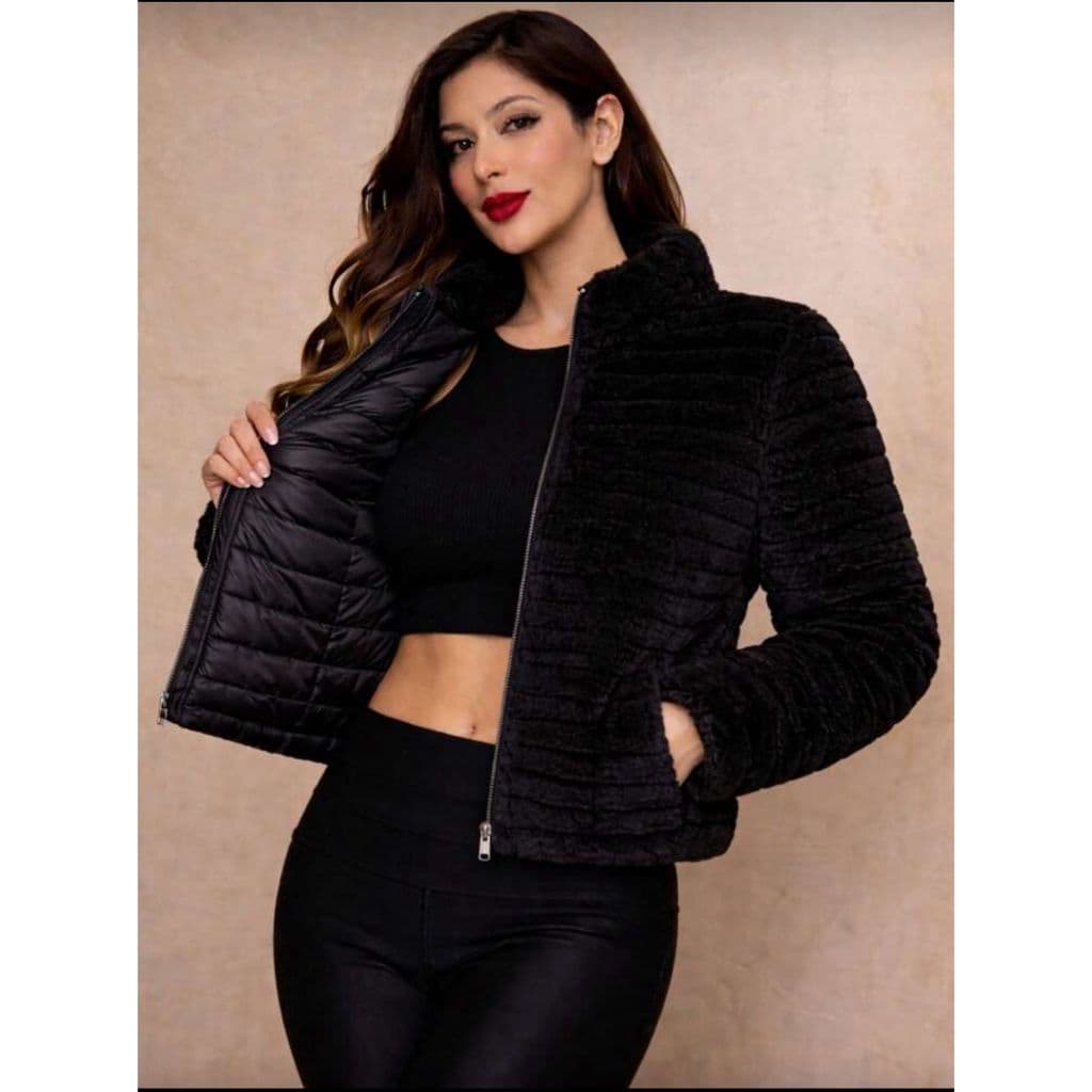 Jaqueta puffer dupla face feminina estilosa  e elegante