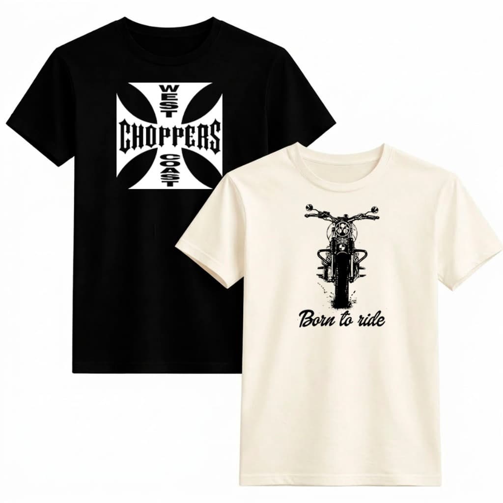 Kit 2 Camiseta Motociclista Masculina 100% Algodão West Choppers Born Ride Moda Dia a Dia Streetwear