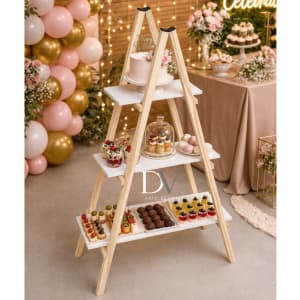 Escada Escadinha para festa infantil chá de bebê, feita em madeira pinus pegue e monte