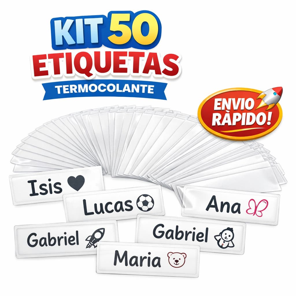50 Etiquetas Termocolante DTF Uniforme Escolar E Roupas