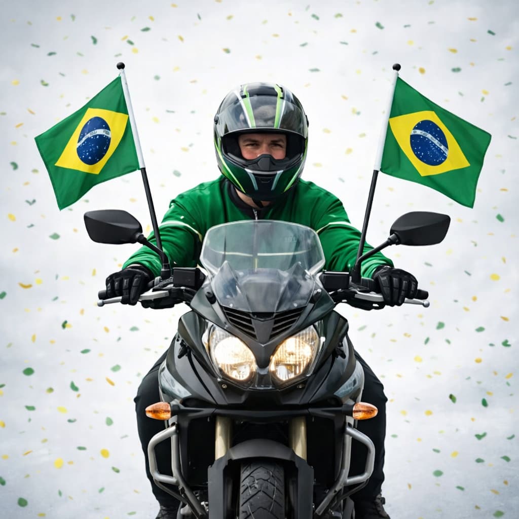 Bandeira do Brasil para Moto 14x21cm com Suporte Torcedor Copa Futebol