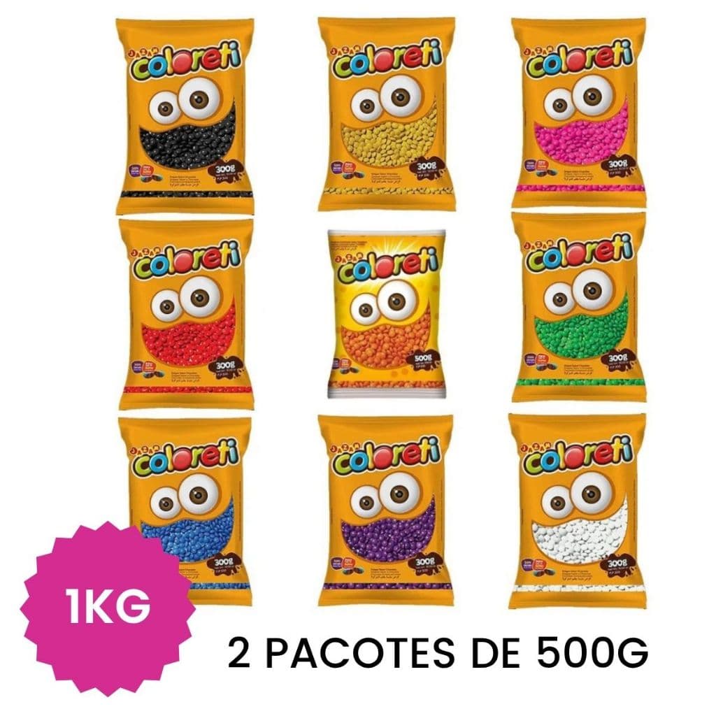 Coloreti de Chocolate 1kg - Confete tipo M&M - Escolha a Cor Diversas - Jazam