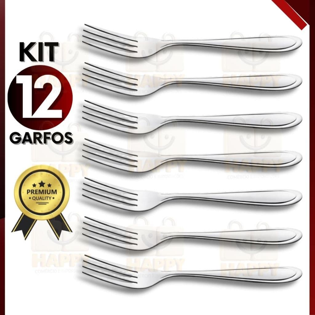 Kit 12 Garfo Sobremesa Aço Inox 13,5cm Forte e Durável Perfeito para Cozinha Dia a Dia