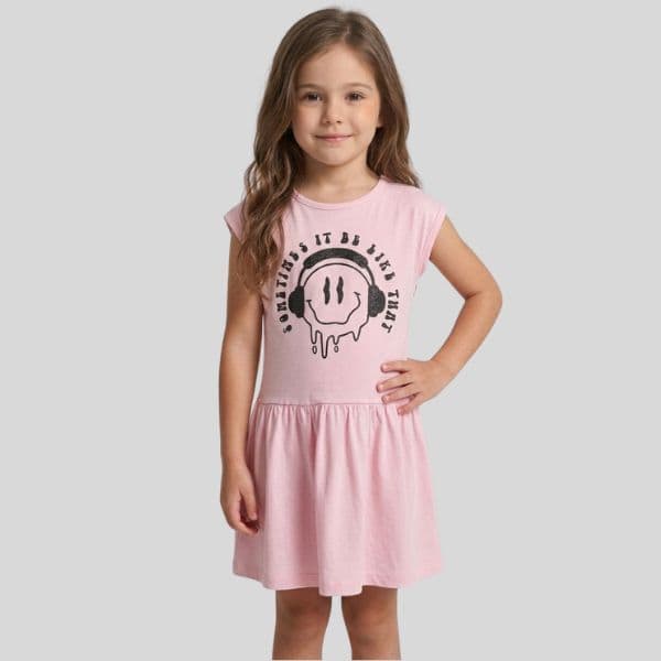 Vestido Infantil Menina Algodão Meia Malha Estampado Glitter Casual Confortável Moda Infantil Verão Tam 4 ao 14