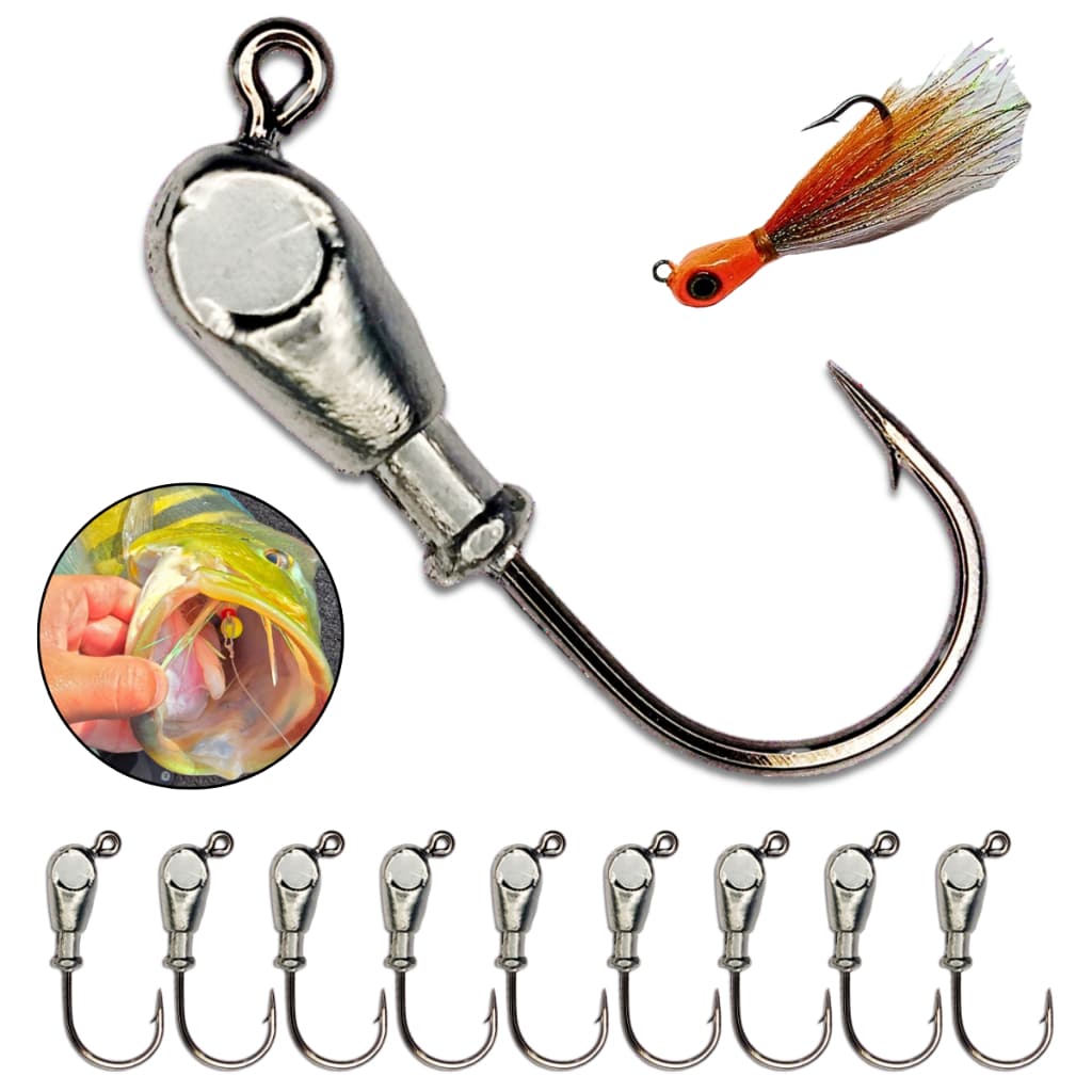 Jig Head Anzol Pesca Kit 10un Atado Two Jig de Pena Xuxinha Robalo Tucunaré Traíra Isca Artificial