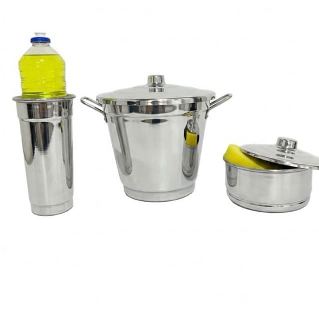 Kit pia limpeza alumínio de cozinha - Porta sabão Porta detergente Lixeira ótimo para deixar sua cozinha organizada