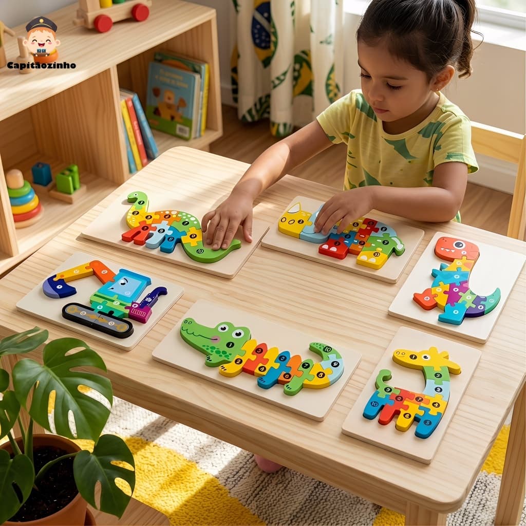 Quebra-cabeça de madeira colorido em arco-íris para DIY - Brinquedos de educação infantil