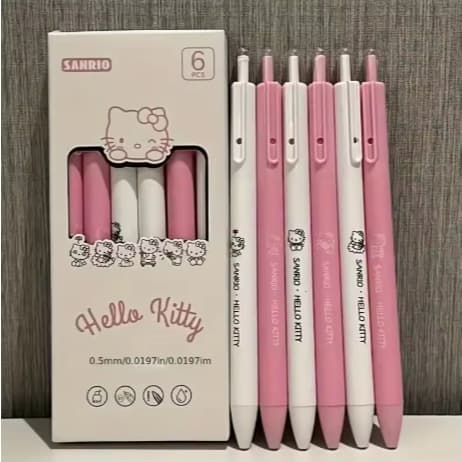 2 Canetas Gel Aleatórias Kawaii | Kit Surpresa Papelaria Fofa Pastel | Sanrio Hello Kitty | Caneta Gel 0.5mm